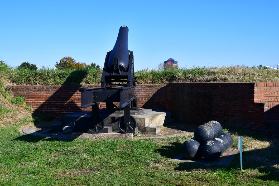 One of the Smaller Rodman Cannons and Cannonballs