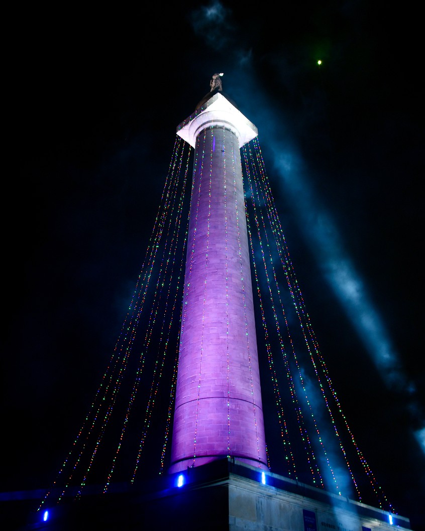 Lit Monument and Spotlights