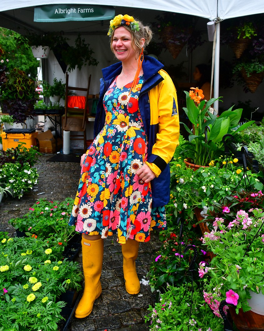 Fabulous in a Floral Dress and Yellow Wellingtons 2