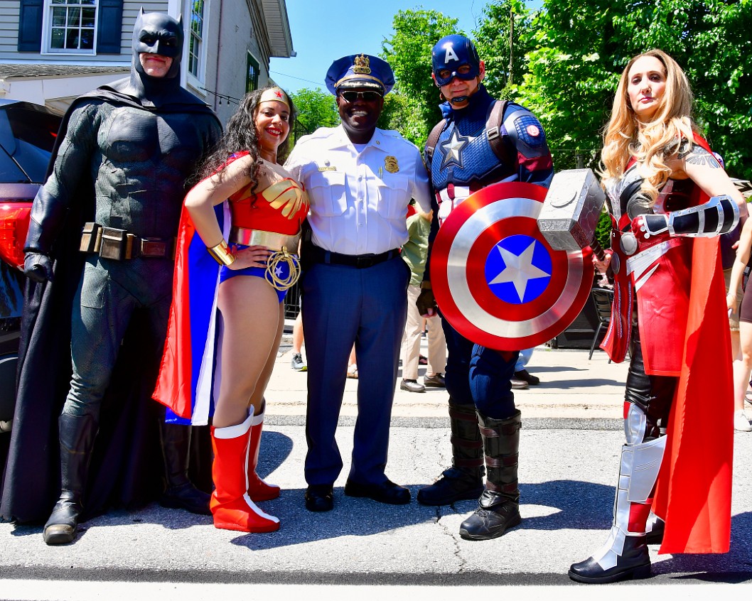 Superheroes and Major Lilly at the Catonsville July 4th Parade 2022
