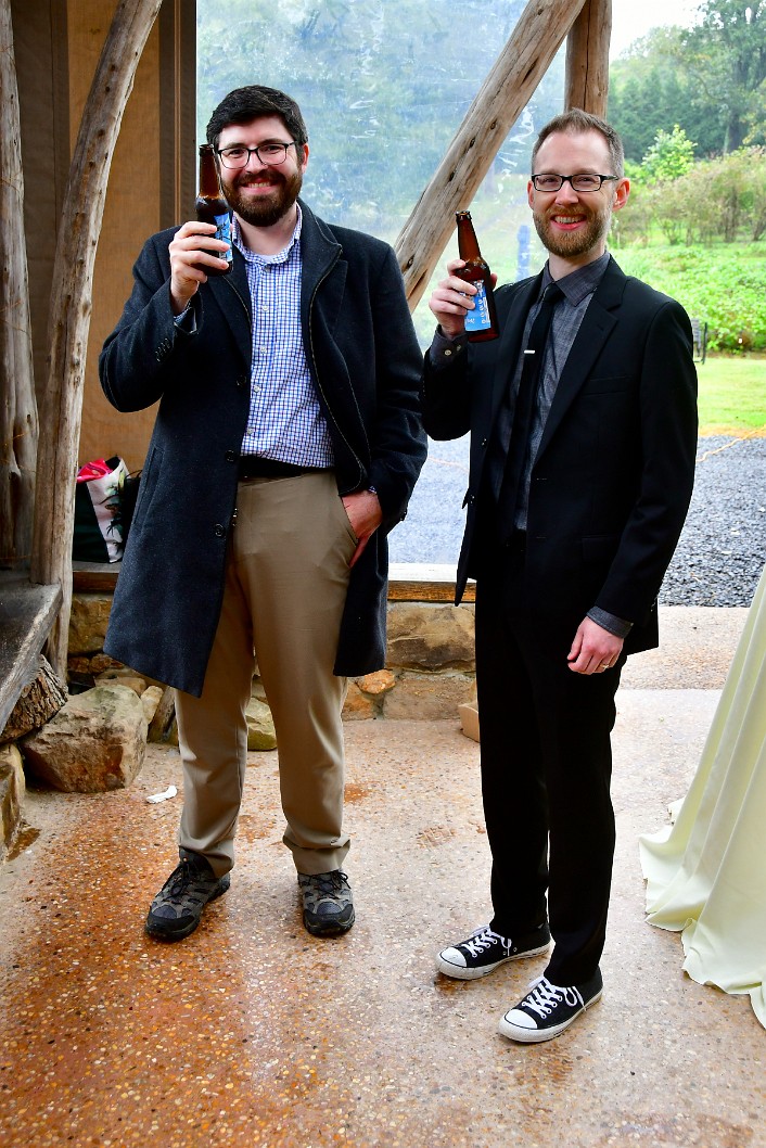 Jim and Tom Raising a Bottle